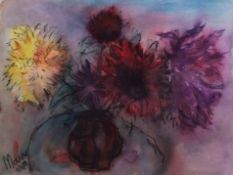 •AR Sir Leslie Lynn Marr (born 1922), "Chrysanthemums", watercolour, signed and dated 4/8/03 lower