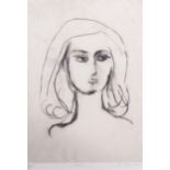 AR Roger Hilton, CBE (1911-1975), "Head (portrait of Jill Neville)", black and white print,