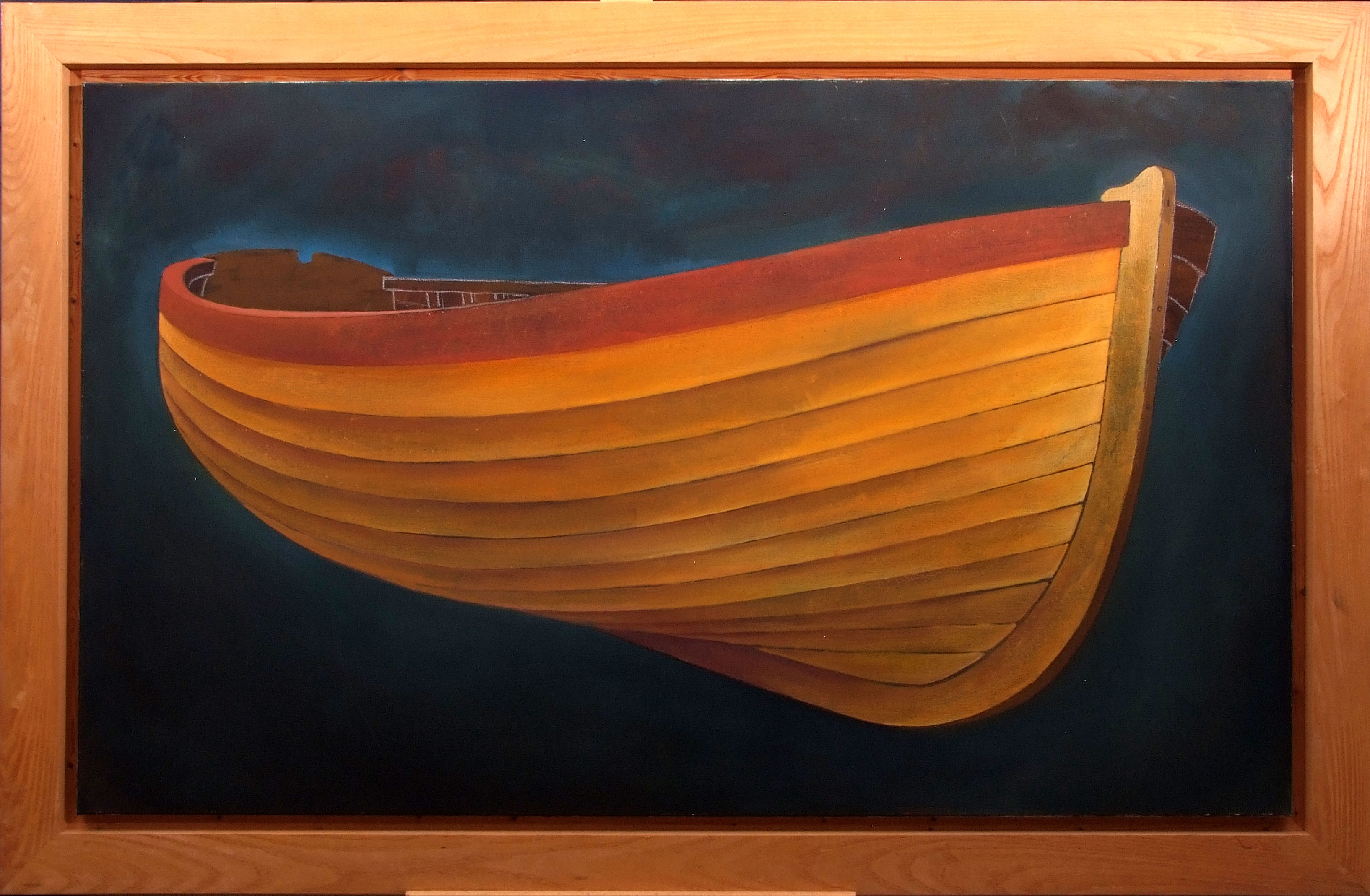 •AR James Dodds (born 1957), Small yellow boat, oil on canvas, signed and dated 02 verso, 91 x - Image 2 of 2