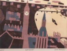 •AR Julian Trevelyan, RA (1910-1988), "Westminster", coloured etching, signed, numbered 21/75 and