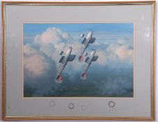 •AR Keith Woodcock (1925-2006), "Three planes", watercolour, signed lower right, 34 x 51cm