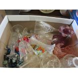 BOX CONTAINING MIXED GLASS WARE ETC