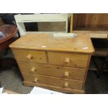 WAXED PINE CHEST OF TWO SHORT OVER TWO LONG DRAWERS WIDTH APPROX 84CM