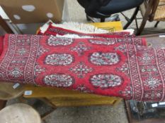 RED RUNNER WITH GEOMETRIC PATTERN TRHOUGHOUT WIDTH APPROX 64CM