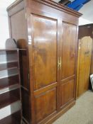 LARGE EDWARDIAN DOUBLE WARDROBE WITH FITTED INTERIOR WIDTH APPROX 123CM