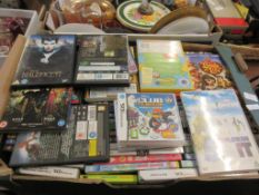 BOX CONTAINING A LARGE QUANTITY OF DVDS, NINTENDO DS GAMES ETC