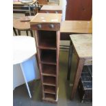 TWO FREE STANDING EASTERN HARD WOOD CD SHELVES EACH APPROX 100CM