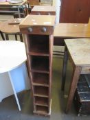 TWO FREE STANDING EASTERN HARD WOOD CD SHELVES EACH APPROX 100CM