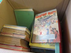 BOX CONTAINING JUVENILE INTEREST BOOKS INCLUDING 60S/70S ANNUALS, TREASURE BOOK OF THE WORLD, THE