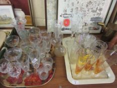 TWO TRAYS CONTAINING HOUSEHOLD GLASS WARE