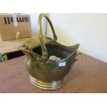 VINTAGE BRASS COAL SCUTTLE AND SIMILAR SCOOP