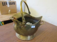 VINTAGE BRASS COAL SCUTTLE AND SIMILAR SCOOP