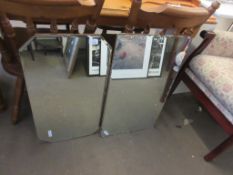 TWO VINTAGE OVERMANTEL MIRRORS, LARGER APPROX 70 X 40CM