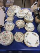 QUANTITY OF VARIOUS INDIAN TREE AND FLORAL DECORATED TUSCAN CHINA