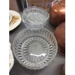 THREE GLASS PIECES INCLUDING FRUIT BOWL, PRESSED GLASS CORONATION SOUVENIR ETC