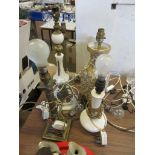 SIX TABLE LAMP BASES INCLUDING BRASS COLUMN EXAMPLE