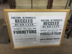 FRAMED AUCTION POSTERS