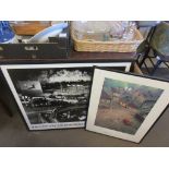 TWO LARGE PRINTS INCLUDING 1950S DRIVE-IN CINEMA VIEW