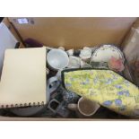 BOX CONTAINING CHINA AND OTHER KITCHEN ITEMS