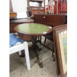 LEATHER TOP OVAL TABLE APPROX LENGTH 61CM