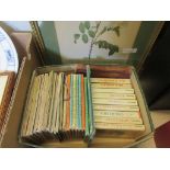 BOX CONTAINING OBSERVER AND LADYBIRD BOOKS, PLUS A QUANTITY OF BROOKE BOND TRADE CARDS MOUNTED IN