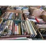 FIVE BOXES OF MIXED BOOKS INCLUDING MILITARY AND WAR HISTORY INTEREST