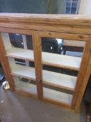 VINTAGE PINE GLAZED BOOKCASE, WIDTH APPROX 114CM