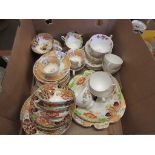 BOX CONTAINING A QUANTITY OF VARIOUS HAND DECORATED AND OTHER FLORAL HOUSEHOLD CHINA