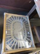 GLASS TOPPED CANE TABLE, LENGTH APPROX 67CM