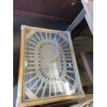 GLASS TOPPED CANE TABLE, LENGTH APPROX 67CM