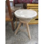 TWO VARIOUS VINTAGE STOOLS DIAMETER EACH APPROX 30CM