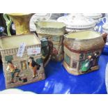 GROUP OF THREE ROYAL DOULTON JUGS SERIES WARE INCLUDING PICKWICK PAPERS, OLD CURIOSITY SHOP AND