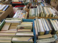 FOUR BOXES OF MIXED BOOKS, MOSTLY HARDBACK REFERENCE INCLUDING GARDENING AND NATURE ETC