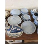 QUANTITY OF JOHNSON BROS PART DINNER SERVICE INCLUDING TUREENS ETC TOGETHER WITH A DUCK BLUE AND