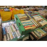 FOUR BOXES OF PAPERBACKS, MOSTLY NOVELS