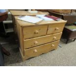 WAXED PINE CHEST OF TWO SHORT OVER TWO LONG DRAWERS WIDTH APPROX 84CM