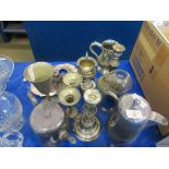 QUANTITY OF MIXED SILVER PLATED WARES INCLUDING CANDLESTICKS