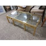 BRASS AND GLASS GEOMETRIC COFFEE TABLE