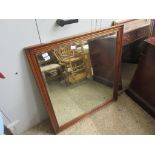 LARGE WOODEN FRAMED MIRROR APPROX 86CM SQ