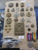 MOUNTED MILITARIA MAINLY BADGES AND MEDALS