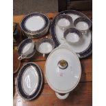 QUANTITY OF CHINA MADE BY ROYAL DOULTON IN THE IMPERIAL BLUE DESIGN INCLUDING DESSERT BOWLS, SIDE