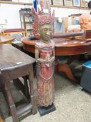 CARVED WOODEN FIGURE OF AN EASTERN DEITY APPROC 112CM