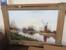 LARGE RIVER LANDSCAPE SCENE MODERN OIL ON CANVAS