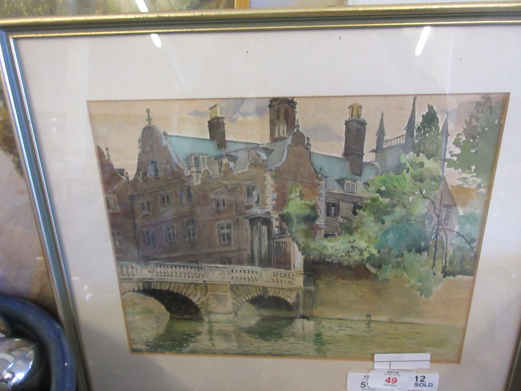 FRAMED WATERCOLOUR DEPICTING OXFORD (?) RIVER VIEW