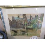 FRAMED WATERCOLOUR DEPICTING OXFORD (?) RIVER VIEW
