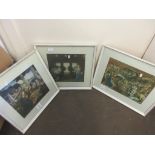 SET OF THREE FRAMED PRINTS OF RENAISSANCE SCENES, EACH FRAME APPROX 44CM