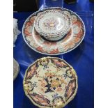 GROUP OF CERAMICS INCLUDING COPELAND SOUP BOWL, TWO SPODE PLATES WITH IMARI DESIGN AND IMARI