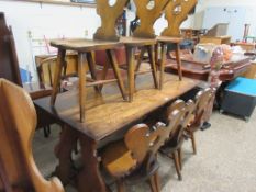 REFECTORY TYPE DINING TABLE LENGTH APPROX 153CM TOGETHER WITH A SET OF 6 MATCHING CHAIRS