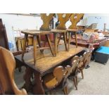 REFECTORY TYPE DINING TABLE LENGTH APPROX 153CM TOGETHER WITH A SET OF 6 MATCHING CHAIRS