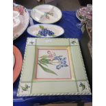 QUANTITY OF SERVING WARE INCLUDING EARTHENWARE COVERED CHEESE DISH, HORS D’OEUVRES PLATE, LARGE MEAT